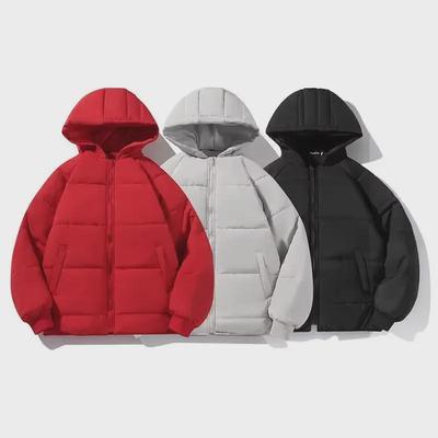 Pánská bavlněná prošívaná bunda s kapucí - Podzim/Zima Japonský styl, Jednobarevná, Unisex kabát
