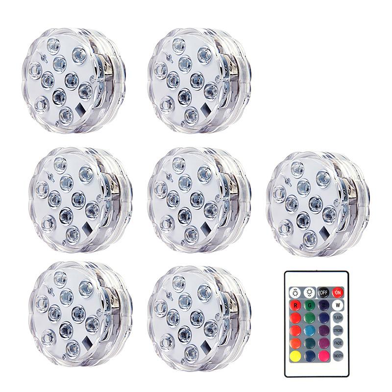 10LED RGB Battery Powered Hot Tub Pool Lights With Remote Control For Spa Pond Aquarium Party Decoration Lighting
