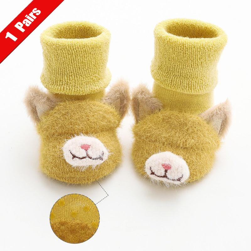 1/2Pairs Newborn Baby Socks For Girls Boys Winter Terry Soft Thick Warm Anti Slip Toddler Socks Cute Cartoon Infant Socks 0-3Y