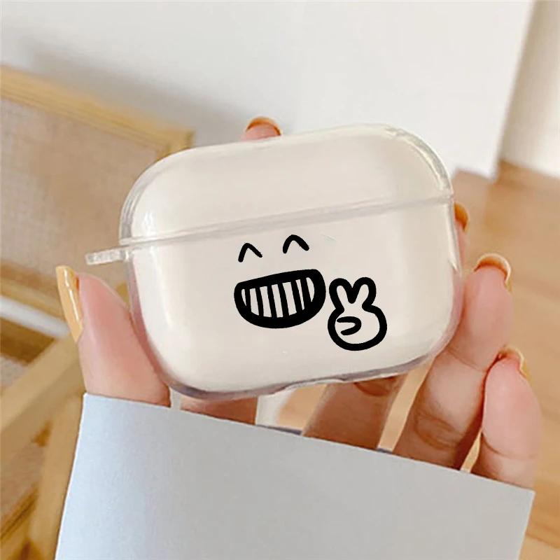 Süße Streichholzmännchen Kopfhörerhülle für Airpods 4. 3. 2 Pro Transparente Hülle für Airpod 3 1 Schutzhülle Shell Fundas