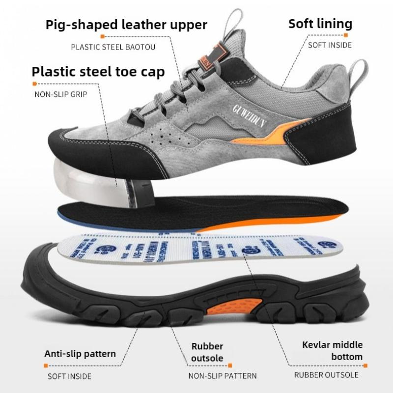 Plastic Toe Safety Boots Industrial Security Anti Smash Shoe Construction Anti-slip Work Shoes Comfortable Safety Shoes for Men
