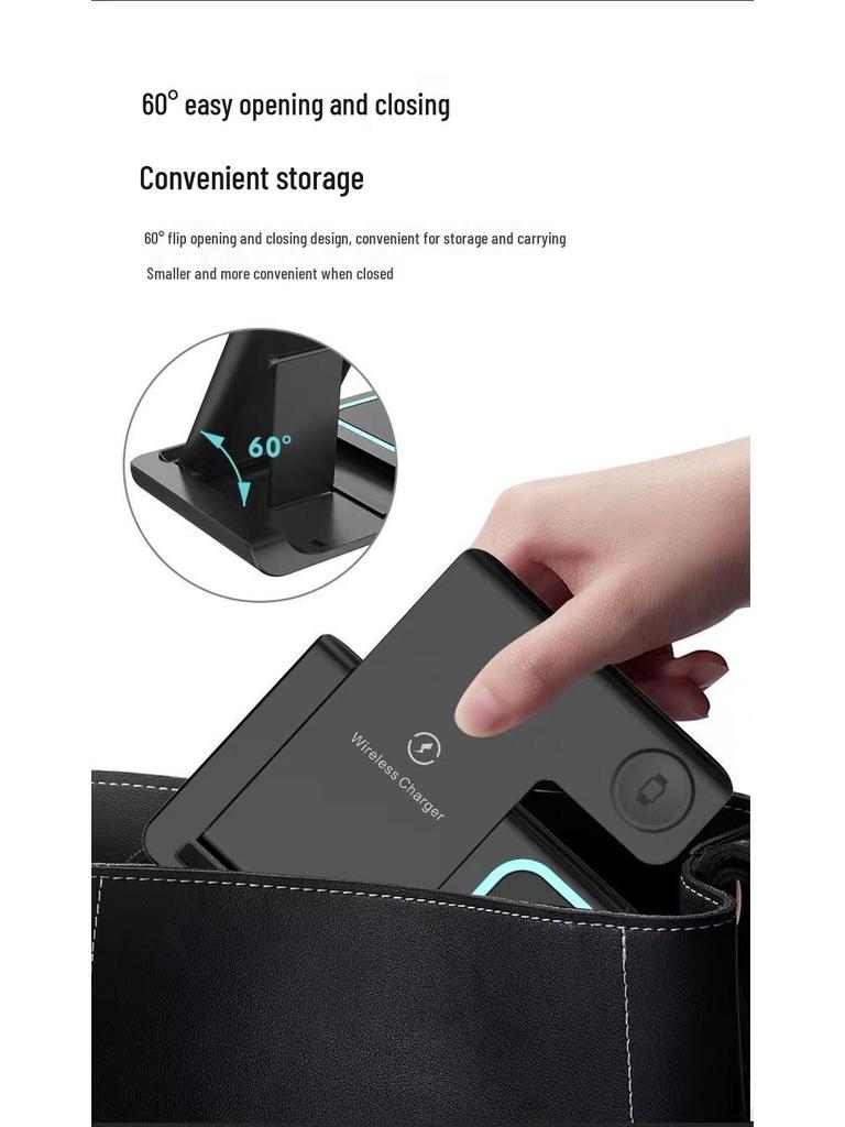 Foldable 15W Magnetic 3-in-1 Wireless Charger Stand for Apple Devices