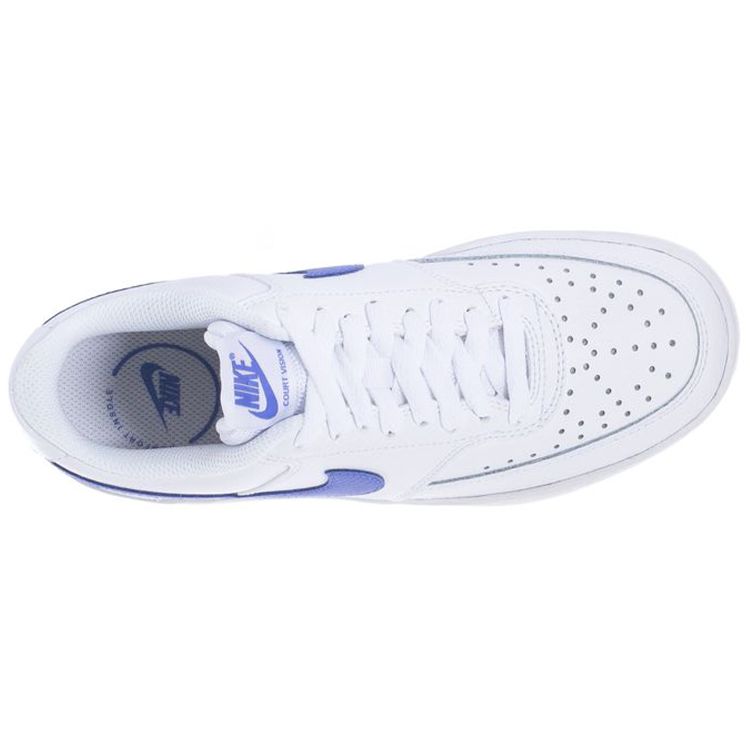 Nike Court Vision Low Synthetic Leather Non-Slip Shock Absorption Durable Low-Top Skate Shoes Women Sneaker White Blue CD5434-108