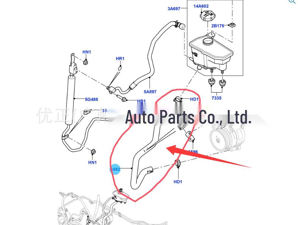 LR135878 Hose Assembly for 2014 Range Rover Sport Reservoir to Pump