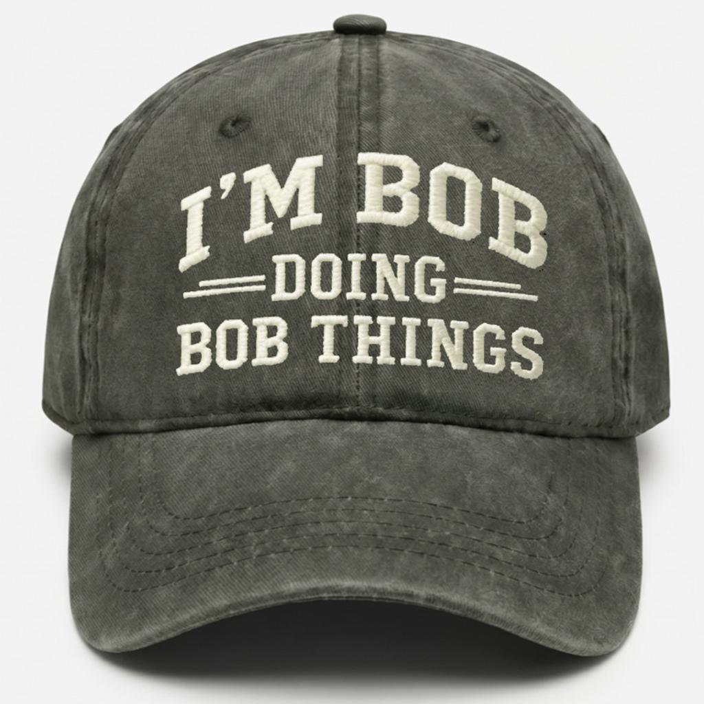Men's Embroidered Baseball Cap Soft Top Adjustable Strapback Casual Outdoor Hat with Lettering Design Durable Cotton Material