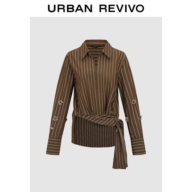 UR 2026 Striped Beaded Cotton Pullover Blouse XL