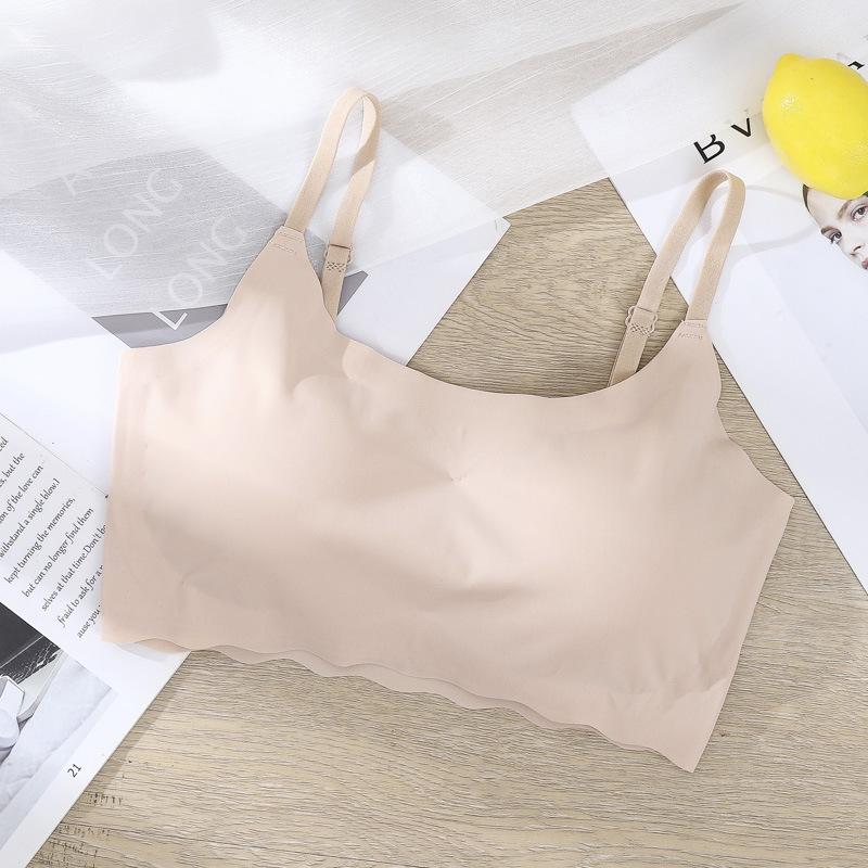 Sutien Camișol Mărimi Mari Fără Cusături de Generația a Doua din Mătase de Gheață cu Design Frumos la Spate.