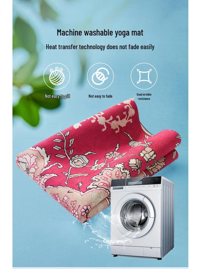 Women's Foldable Non-slip Natural Rubber Yoga Mat with Cloth Cover