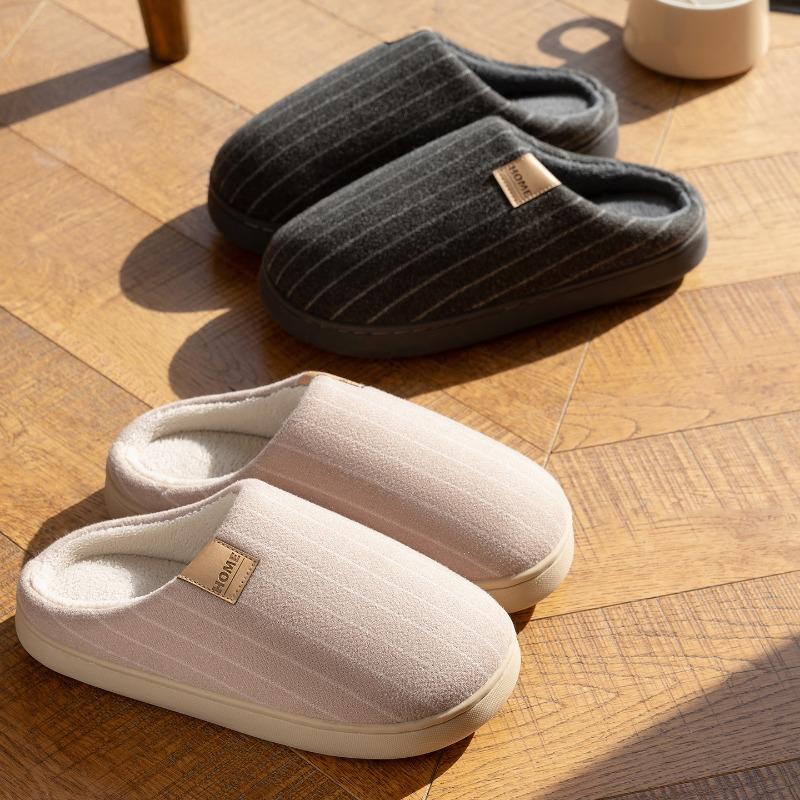 Silent non-slip bottom cotton slippers men's winter indoor home thick bottom velvet warm antibacterial foot warm cotton mop women's