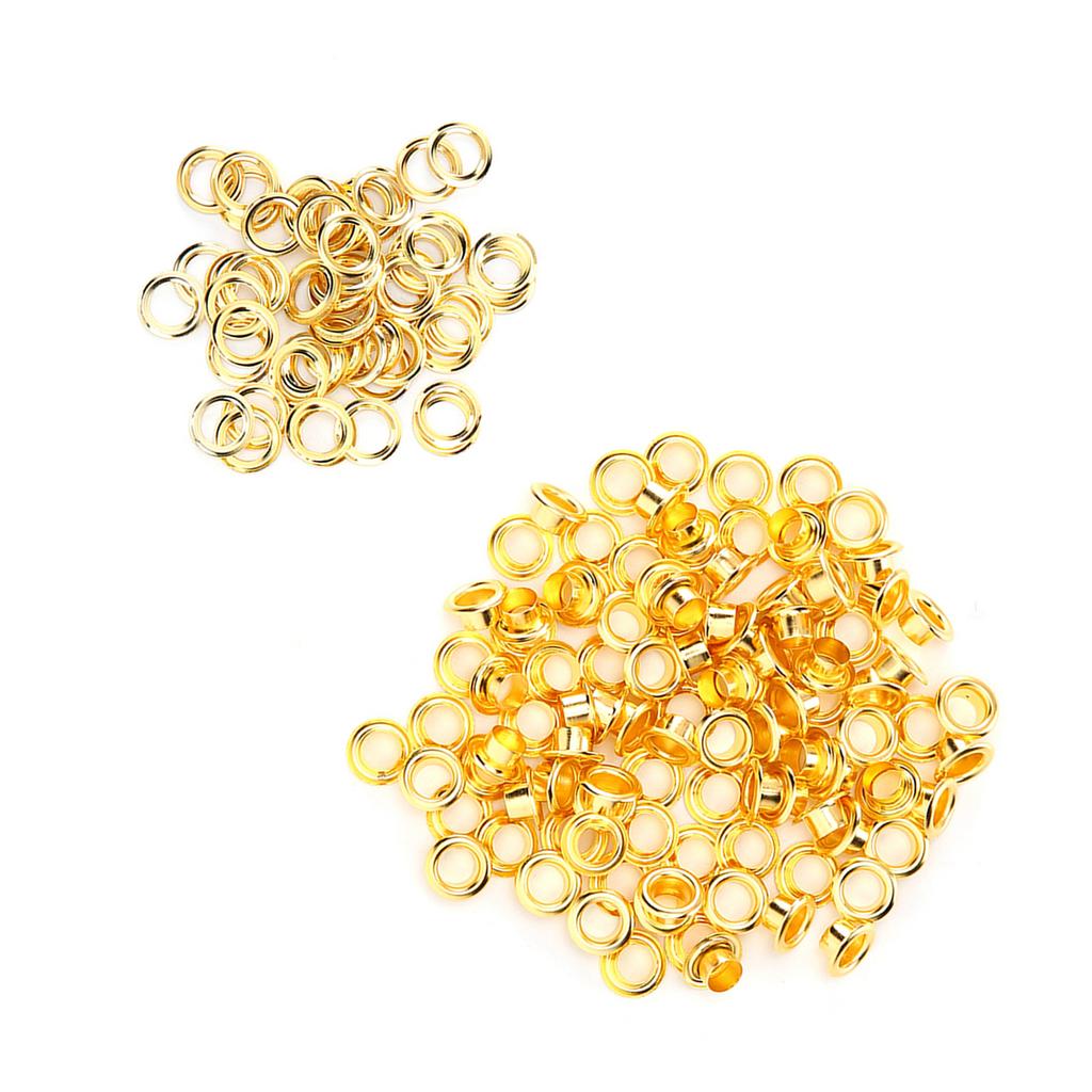 200Pcs 6mm Shoes Grommet Hollow Hole Rivet DIY Hand Made Brass Gold Leather Accessories