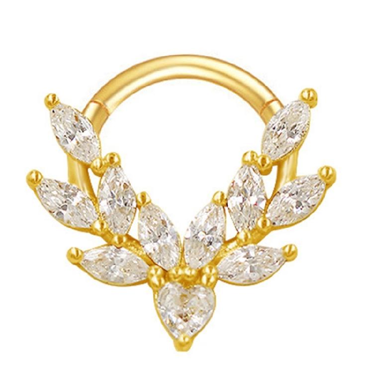 Kristall-Nasen-Clicker Handgefertigt Silberfarben Septum-Ring Edelstahl Piercing-Accessoire für Ohr und Knorpel