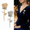 Fashion Alloy Rose Brooches Anti Fading Sparkling Flower Brooches Full Diamond Rhinestone Brooches Jewelry Gifts