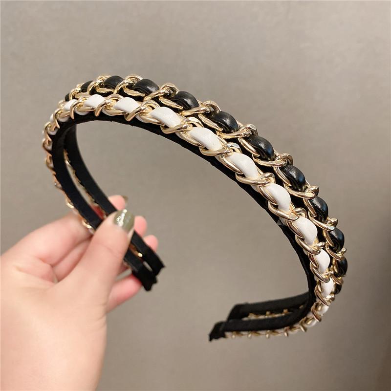 Leather Solid Color Knotted Hairband Knitting Hair Hoop Bow Headband Women Girls Retro Makeup Hair Accessories