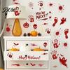 Immersive Horror Party Supplies Halloween Stickers, with Spooky Handprints Footprints Printed, PVC Scary Footprint Decals Self-adhesive Decals,
