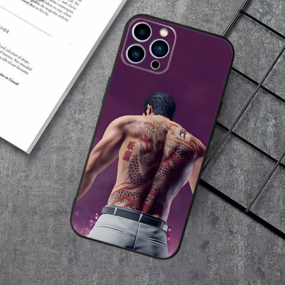 Japanese Game Yakuza Kiryu Dragon Phone Case For iPhone 16,15,14,13,12,11,XS,XR,X,8,7,Pro,Max,Plus,mini Silicone Black Cover