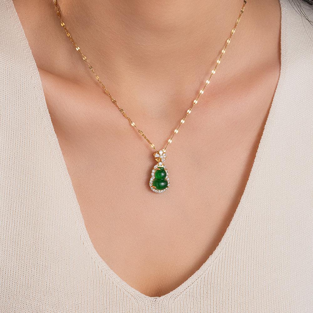 Chic Non-Fading Titanium Steel Necklace for Women with Unique Design and Sparkling Copper Pendant