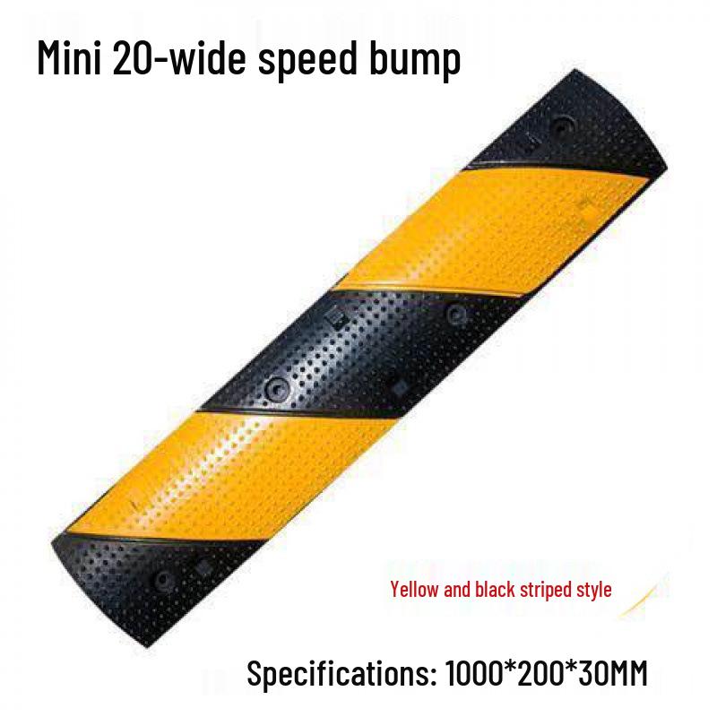 2cm High Mini Rubber Speed Bump and Bicycle Buffer with Yellow-Black Stripes for Parking Space Division