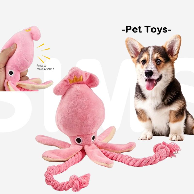 Squeaky Squid Toys For Dog Puppy Chew Toys Dog Teeth Cleaning Pet Toys Octopus Plush Toys Bb Cute Rope Toy Small Dogs Supplies
