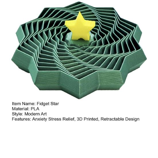 3D Printed Christmas Star Toy Stress Relief Retractable Tower Fidget Star with Handle Kids Teens Adults Travel Telescopic Xmas Tree Sensory Toy