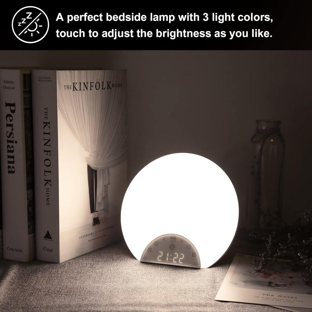ANTDALIS Sunrise Alarm Clock Wake Up Light for Kids, Adults, Heavy Sleepers with Dual Alarms, Snooze, Sleep Aid with 7 Nature Sounds for Bedrooms