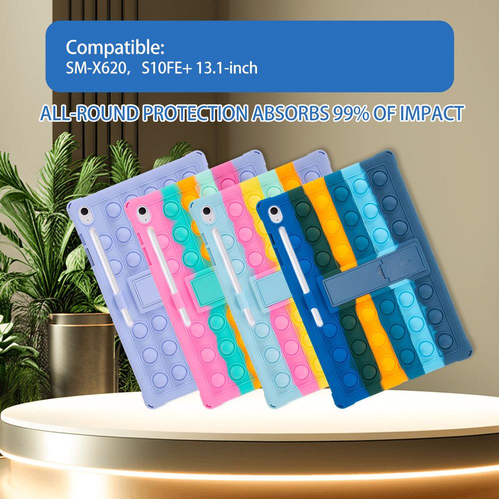 Bubble Soft Silicone Stand Case for Samsung Galaxy Tab S10FE Plus S10FE+ SM-X620 13.1inch Protective Tablet Cover Funda