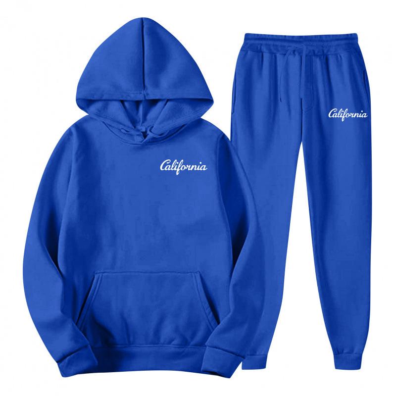 Men's Trendy Casual Solid Color Hoodie and Sweatpants Set for Autumn/Spring 2025