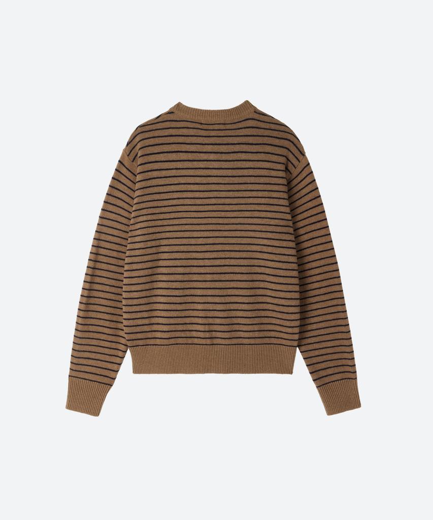 MOONSUN M.C Unisex, Stripe Wool Knit Cardigan / Beige