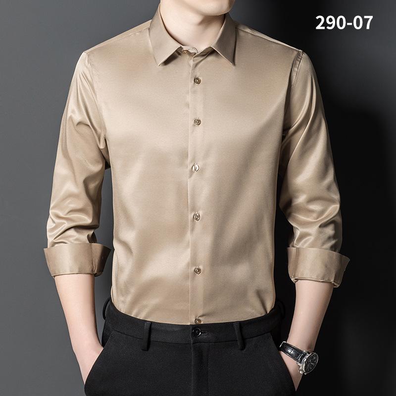 Trend 2024: Pánská formální košile Slim Fit z morušového hedvábí - Nežehlivá profesionální pracovní oděv