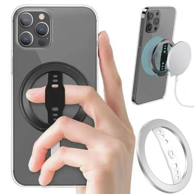Magnetic for Magsafe Phone Holder Wireless Charging with Silicone Finger Strap Car Phone Holder Ring Multi-function