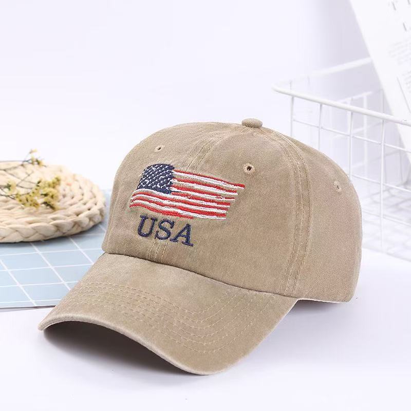 Vintage Washed Usa Flag Embroidered Baseball Cap Adjustable Cotton Dad Hat Patriotic Sun Hat For Men Women Casual Outdoor Sports