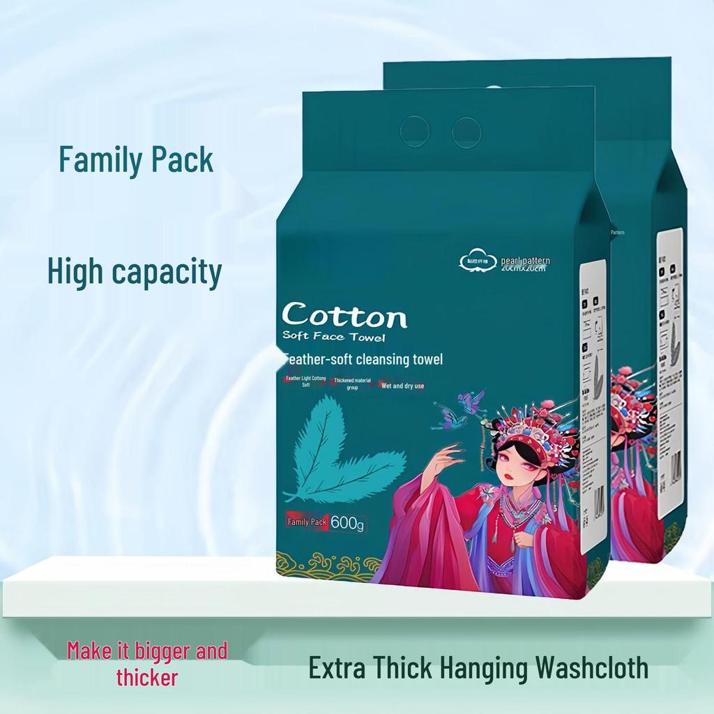 Hanging Disposable Face Towels, Large Family Pack - Soft Cotton, Salon Style, Bottom Draw Design