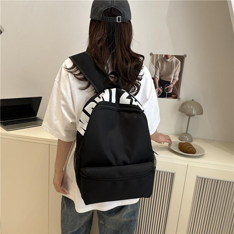 Student Solid Color Schoolbag Backpack Nylon Material Internal Phone Pocket