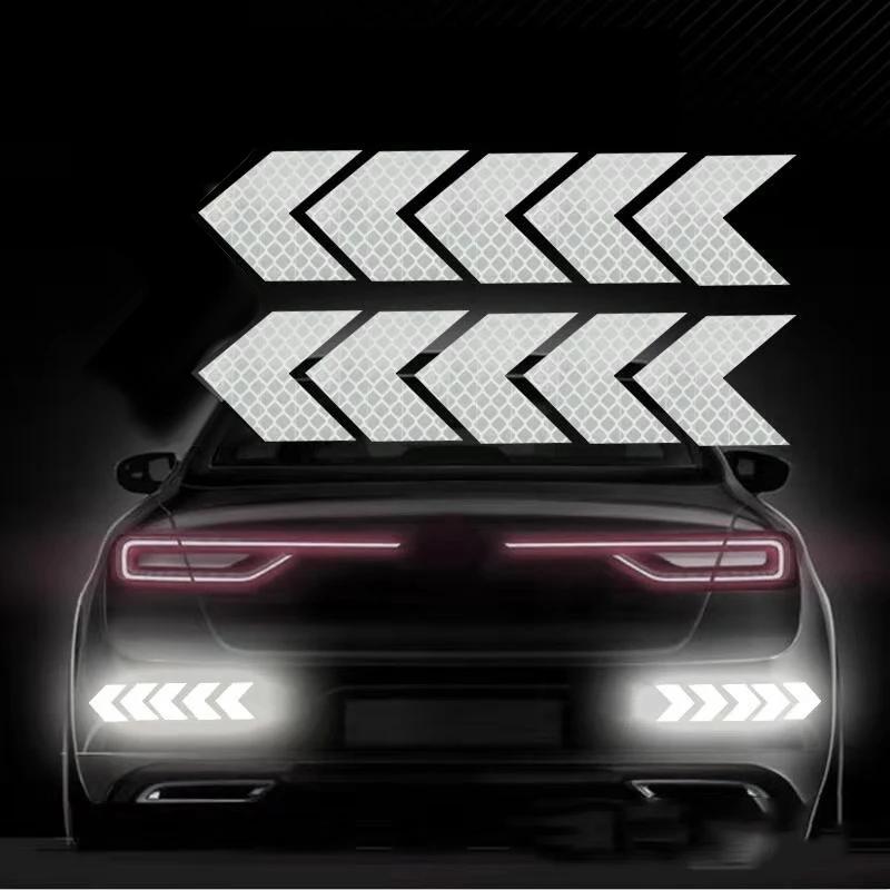 10 Pcs/Set Reflective Arrow Sign Tape Warning Safety Sticker for Car Bumper Trunk Reflector Hazard Tape Motorcycle Accessories