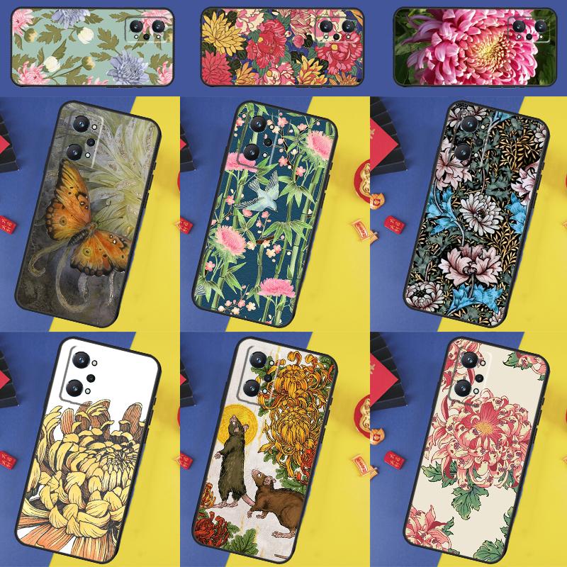 Chrysanthemum For Realme 14 Pro Plus 13 10 11 12 GT 6 5 6T GT7 Pro C61 C55 C53 C51 C21Y C25S C67 C75 Case