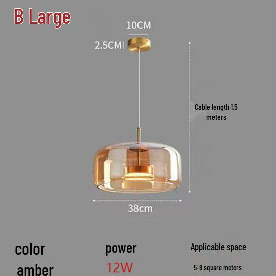 Italian Minimalist Glass Pendant Light for Bar, Study, Bedroom, or Bedside. Nordic Style, High-End, Simple Design.