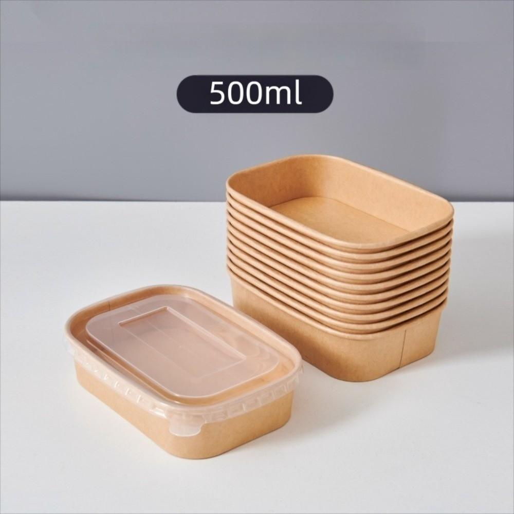 10PCS/Set Square Kraft Paper Lunch Box Paper Food Packing Box Disposable Lunch Box  Household