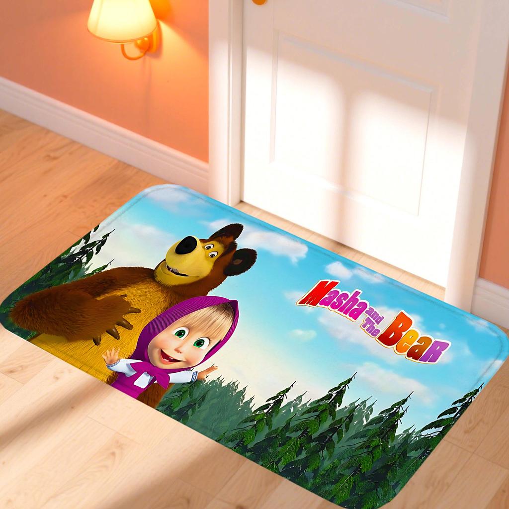 Kawaii Masha and the Bear Doormat Home Decor Items Kitchen Rugs Living Room Foot Mat Entrance Carpet Bedroom Rug Non-slip Pad