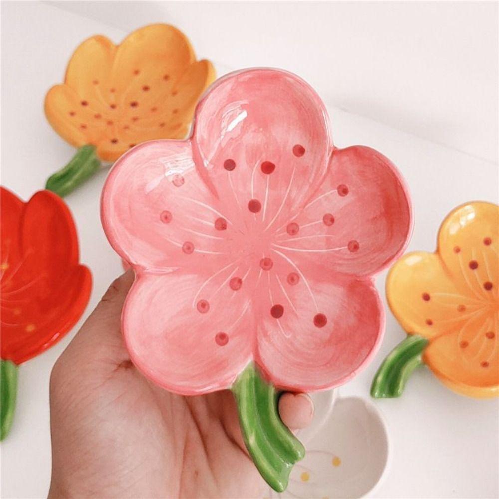 

Tulip Shaped Ceramic Flower Soap Holder Ceramic Soap Dish Plate Soap Rack Laundry
