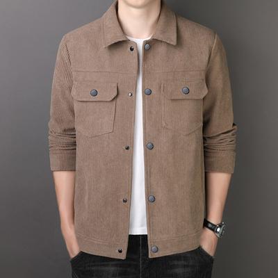 Spring and Autumn Young and Middle-aged Men's Jacket High Quality Simple Casual Lapel Slim Corduroy Jacket Men's Jacket