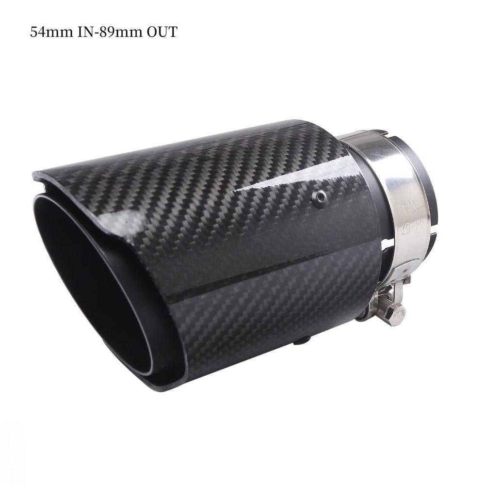 RONSI 1 Pcs Universal Car Glossy Carbon Fiber Black Muffler Tip Exhaust System Pipe Mufflers Nozzle Universal Straight Stainless