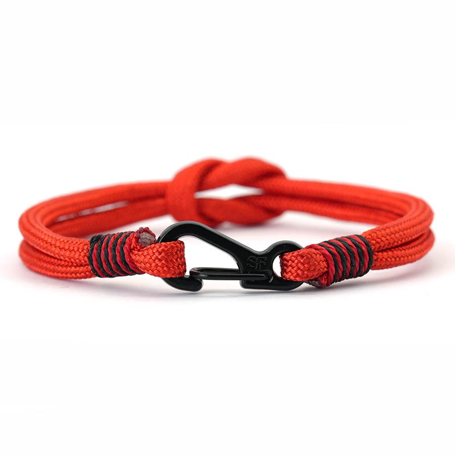 

Noter Men Nautical Paracord Bracelet Black Carabiner Clasp Wristband Adjustable Casual Surfing Jewelry Beach Vacation Braslet 17.5cm(6.9inch) красный
