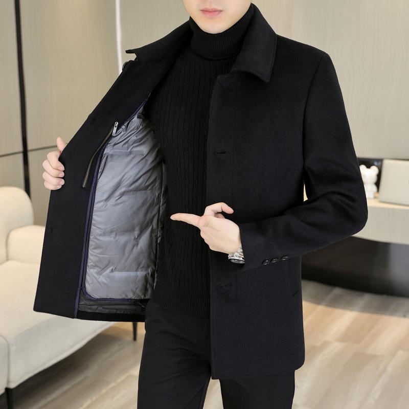 

Пальто из средней шерсти со съемной пуховой подкладкой для мужчин XL чёрный