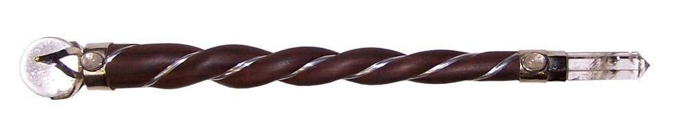 Quartz Crystal Healing Wand Twisted Wood