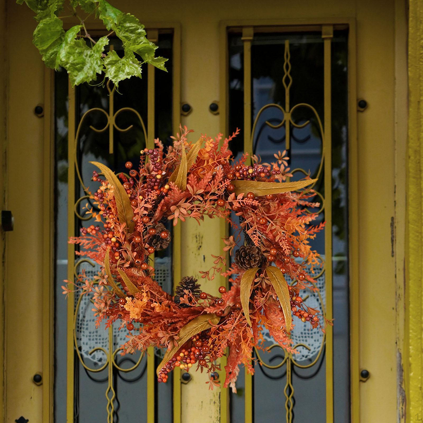

Autumn Eucalyptus Wreath Fall Garland Halloween Artificial Home Decor Door for Store Office