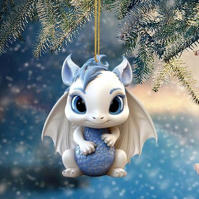 Creative Acrylic Dragon Pendant DIY Craft Cute Xmas Hanging Ornaments Christmas Dragon Cartoon Car Pendant