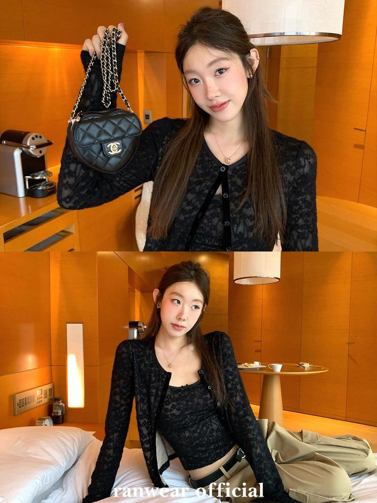 Chic French Lace Camisole & Round Neck Cardigan Set - Early Spring Style Women's Two-Piece Top