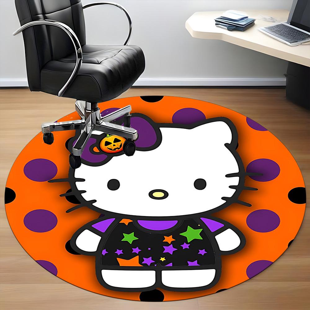 1pc Hello Kitty Chair Carpet for Office, Indoor Non Slip Washable Polyester Fiber Carpet, Mat For Office, Machine Washable