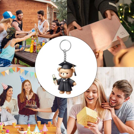 Graduation Bear Keychain Pendant 2D Acrylic Car Key Pendant Commemorative Graduation Keepsake Gift