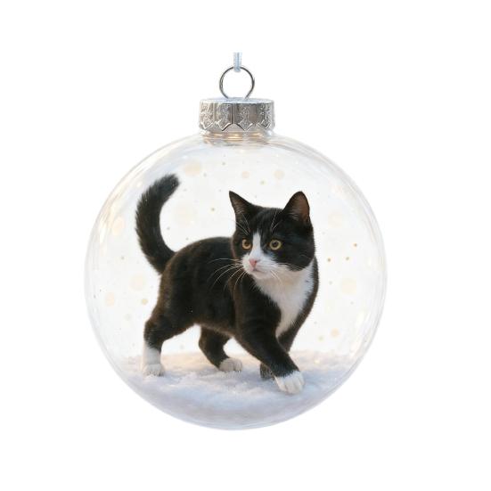 Cute Cat Christmas Ball Ornament 3D Animal Clear Plastic Ball Xmas Tree Ornaments
