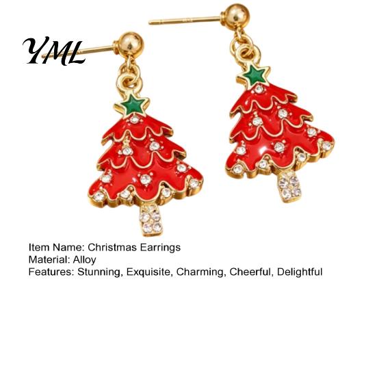 Festive Jewelry for Women 1 Pair Christmas Earrings Women, Xmas Tree Dangle Gift Her Stud Earrings, Sparkling Rhinestone Holiday Festival Accessories